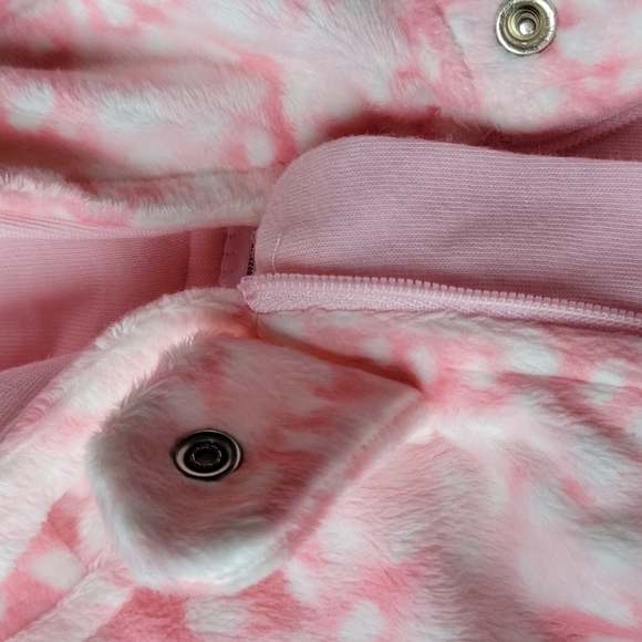 Carter's Girl Baby Pink Sz.6mo Zipped Warm Fuzzy Bunny Easter Outwear Jumpsuit - Picture 11 of 12